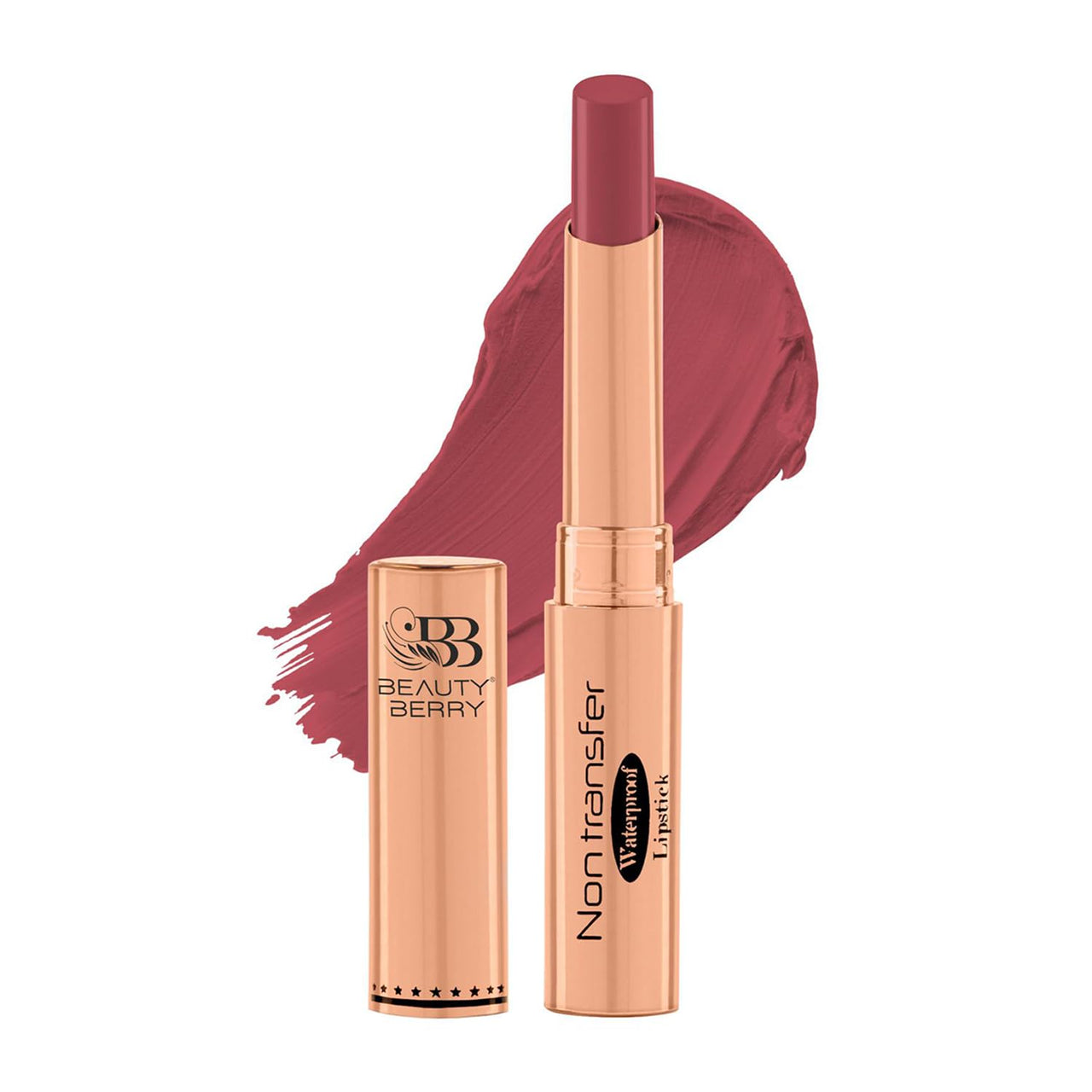 Beauty Berry Non Transfer Waterproof Lipstick, Long Lasting Smudge Proof Highly Pigmented Shades, (Pack of 1) (Rose Love -18)