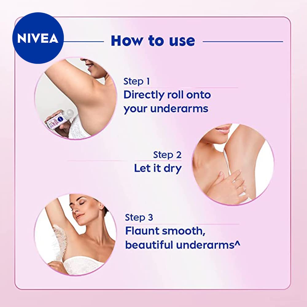 NIVEA Deodorant Roll On, Pearl & Beauty For Women 50ml + Veet Full Body Waxing Kit - Sensitive Skin (20 strips)