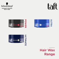 Schwarzkopf TAFT Power Hair Wax For Luminous Shine And Glossy Hair, Hold 5 Lasts 48 Hours, Easy to Wash Out With No Stickiness, For All Hair Types, No Greasy Residue - 75ML