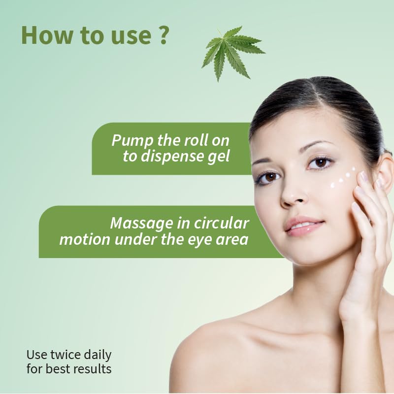 Ayouthveda Hemp Seed Under Eye Gel with Cooling Massage Roller|For Puffy Eyes, Dark Circles, Wrinkles & Fine Lines|With Hemp Seed Oil, Almond oil & Coffee| (Pack of 1;15ml)