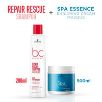 Schwarzkopf Professional Combo - Bonacure Repair Rescue Shampoo with Arginine (250 ml) | For Damaged Hair and Spa Essence Enriching Masque (500 ml) | For Damaged, Dull Hair