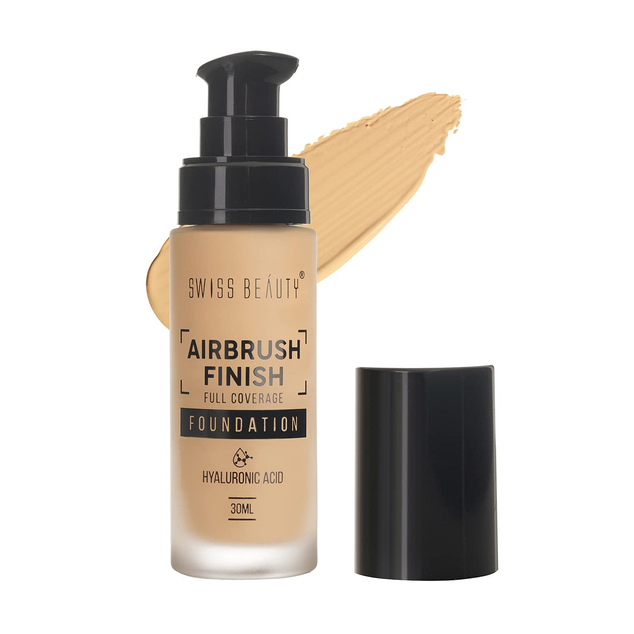 Swiss Beauty Airbrush Finish Lightweight Foundation | Full Coverage Blendable Foundation For Face Makeup |With Benefits Of Hyaluronic Acid, Aloevera And Vitamin E | 30Ml | Shade- 02 Fair Ivory