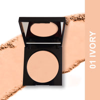 FLiCKA Candid Compact Powder For Velvet Matte Finish, Long-Lasting, Smooth Finish| Absorbs Oil, Waterproof Formula, Prevents Creasing| 01 Ivory, 9g