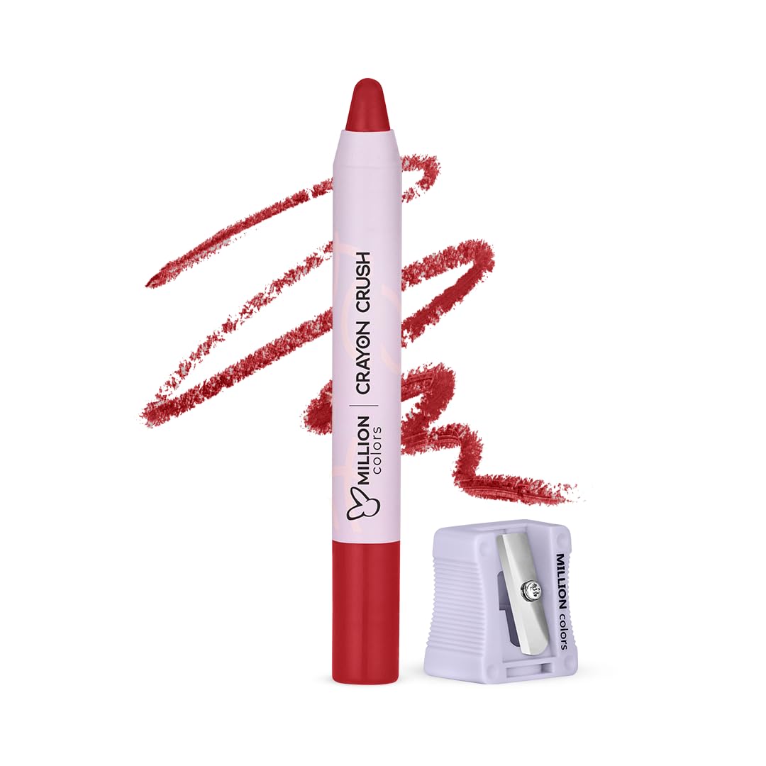 Million Colors Lip Crayon Lipstick | 8H Long-Lasting Matte | Hydrating & Lightweight | Highly Pigmented | Smudge-Proof & Transfer-Proof | Hyaluronic Acid & Shea Butter (Scarlette 09, 3g)