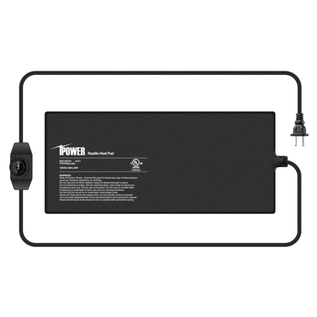 iPower 8 by 18-Inch 24 Watts Reptile Heating Mat with Temperature Controller Under Tank Warmer Terrarium Heat Pad for Reptiles and Amphibians, Black 8" x 18" Black/Heat Pad With Adjust Knob