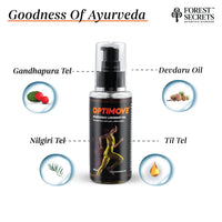 Forest Secrets Optimove Liniment Oil 100ml | Ideal for Back Pain, Muscle Pain, Joint Pain, Knee Pain | Ayurvedic Pain Relief Oil | Suitable for Sports & Gym related Injuries