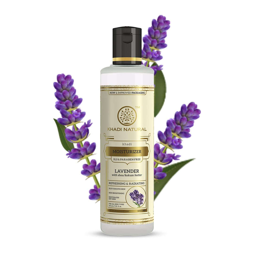 KHADI NATURAL Lavender Herbal Moisturizer With Shea/Kokum Butter| Body Lotion| SLS and Paraben Free| 210 ml