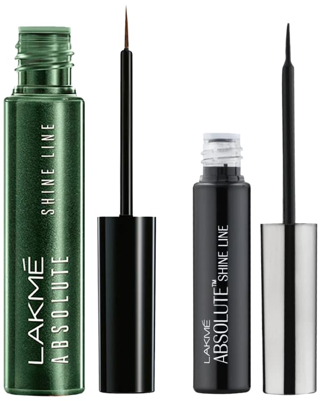 Lakmé Absolute Glossy Shine Liquid Eye Liner, Black, 4.5Ml And Lakmé Absolute Shine Line Eye Liner, Sparkling Olive, 4.5 Ml