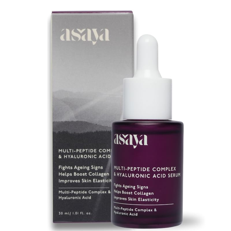 Asaya Multi Peptide Face Serum with Hyaluronic Acid | Collagen Boosting, Hydrating Overnight Repair Serum | Advanced Anti-Aging Formula | Skin Renewal Boosting Facial Essence | Reduces Fine Lines & Wrinkles | Glowing Skin | Face Serum | 5% Tripeptide Comp