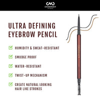 Charmacy Milano Ultra Defining Eyebrow Pencil (Dark Brunette) - 0.1G, Natural Brows, Built in Spoolie Brush, Dual Function, Sweat Resistant, Eyebrow Expert, Vegan, Cruelty Free, Non-Toxic