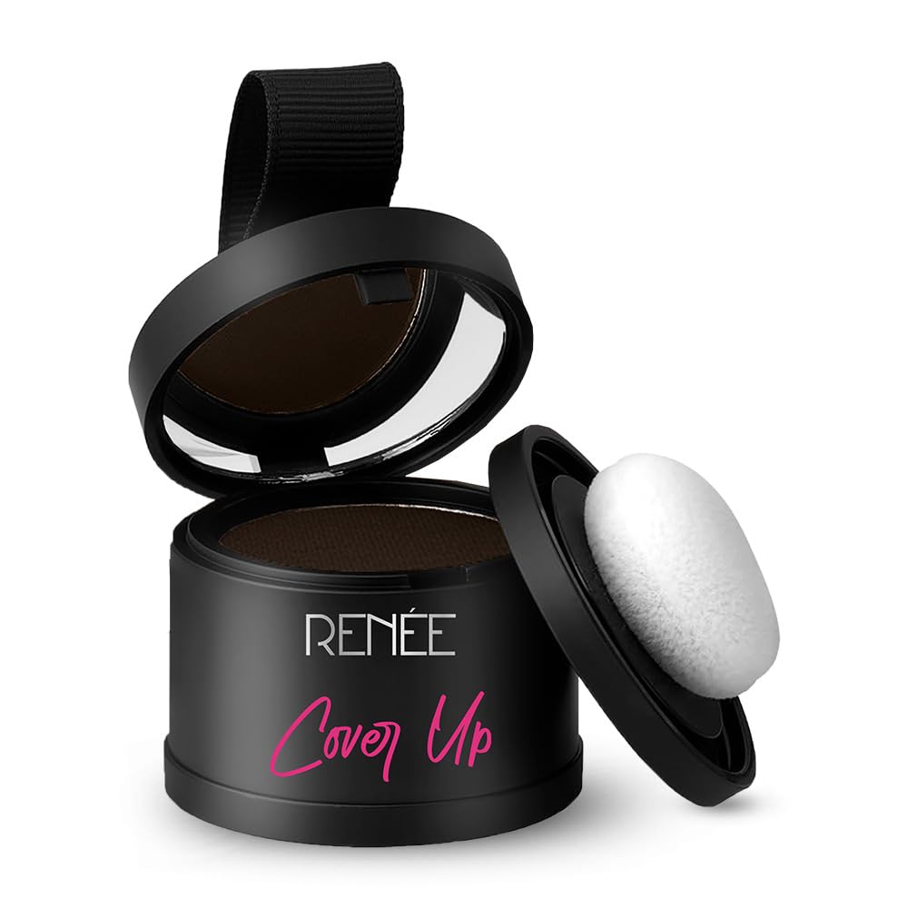 RENEE Cover-Up Hair Powder- Brown, Helps Cover Grey Roots & Bald Spots Instantly, Highly Pigmented, Fuller and Denser, Long-Lasting & Matte Finish, Fine Powder for Flawless Application, 4gm