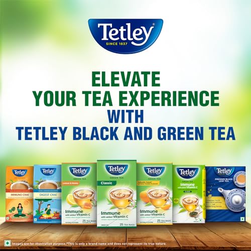 Tetley | Elaichi Flavoured Chai | Black Tea | 50 Tea Bags, 100 Grams (Pack of 2)