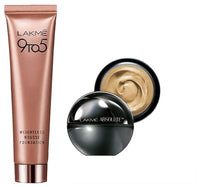 Lakmé Absolute All Skin Natural Mousse, Ivory Fair 01, 25G & 9 To 5 Weightless Mousse Foundation Light Coverage, Rose Ivory, 25G