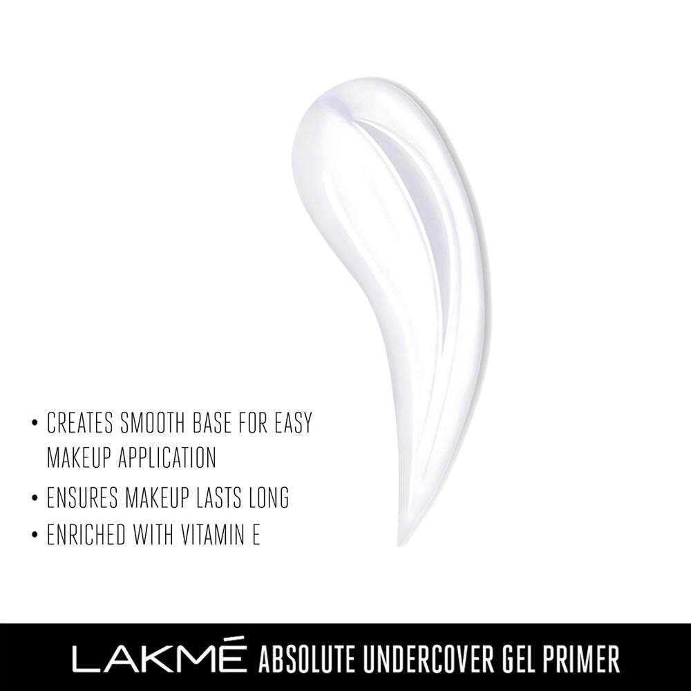 Lakmé Absolute Under Cover Gel Face Primer, Transparent Makeup Primer to Prep Skin for Smooth & Long Lasting Makeup - Moisturizing Makeup Base, 30 g