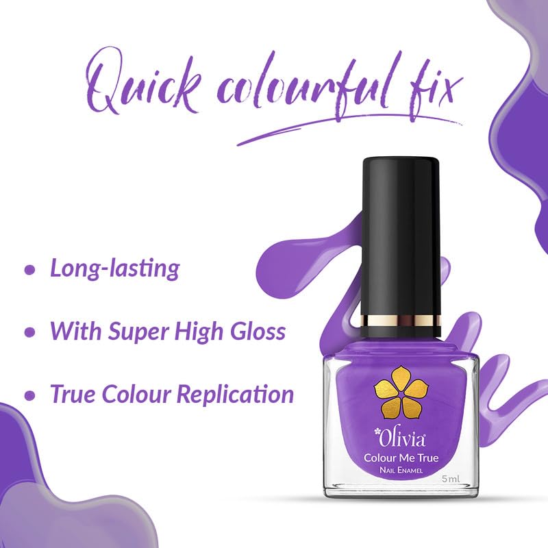 Olivia Nail Paint for Glossy Finish - 5ml (17 I Purple You)