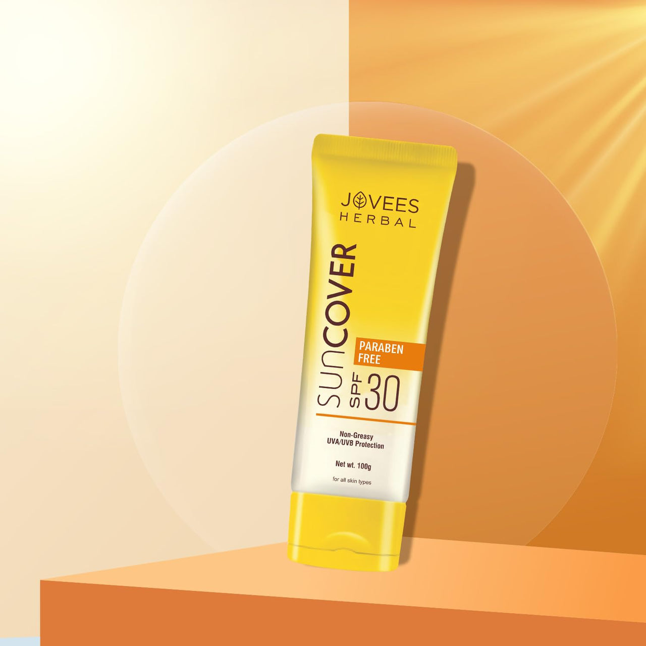 Jovees Herbal Sandalwood Natural Sun Cover SPF 30 | Protect From Sun Damage, UVA/UVB Rays & Blue Light | Lightweight and Oil Free Sunscreen For All Skin Type 100g