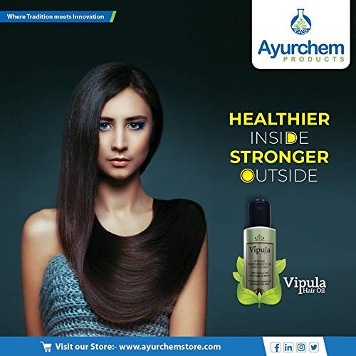 Vipula Ayurvedic Herbal Hair Oil for Stronger Longer and Thicker Hair, Enriched with Coconut, Amla & Bhringraj for Stronger, 100% Natural Oil for 2x faster Hair Growth - 2x100ml