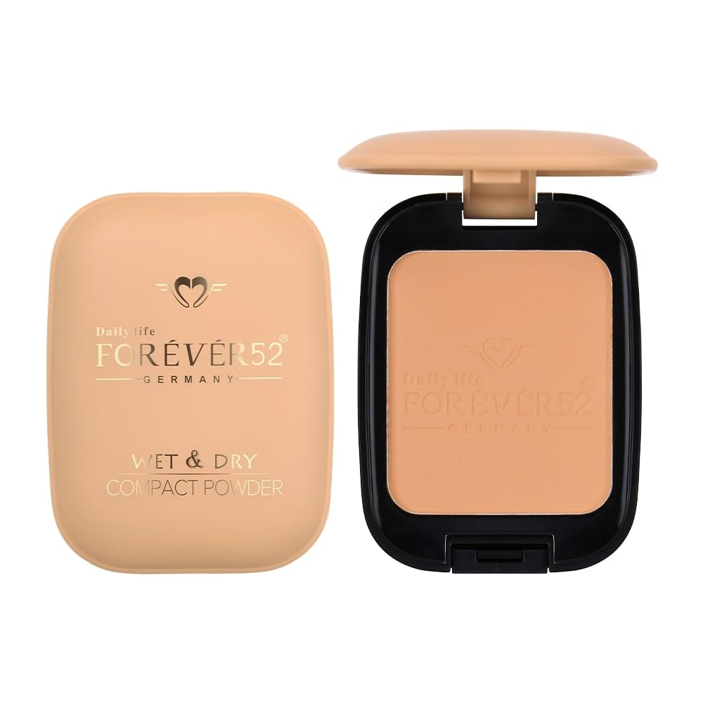 Forever52 Daily Life Dual Wet And Dry Natural Compact With Sponge And Mirror (12G, Caramel), Cream