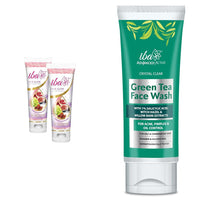 Iba Face Glow Exfoliating Wash, 100ml (Pack of 2) Advanced Activs Crystal Clear Green Tea Face Wash l High Foam l For Oily Combination & Acne Prone Skin | Halal Certified & Vegan-100 ml