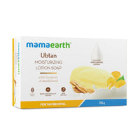 Mamaearth Ubtan Moisturizing Lotion Soap with Turmeric & Sandalwood-125 g|Removes Tan|Benefits of Lotion in a Soap|Gently Exfoliates|Deeply Cleanses|Nourishes Dry Skin|Non-Drying|76% TFM Grade 1 Soap