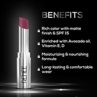 RENEE Matte Lock Lipstick - Indie, Moisturizing, Long Lasting & Weightless Formula, Intense Color Pay Off with Ultra-Matte Finish, Enriched with Avocado oil, Vitamin E, D & Beta-Carotene, 3.5 Gm