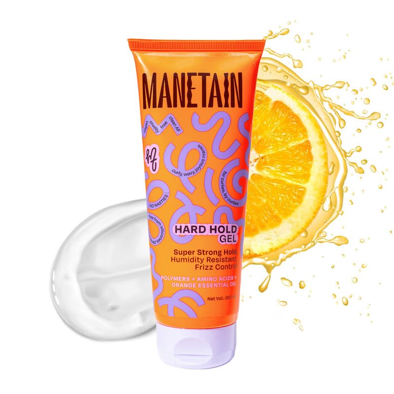 MANETAIN Hard Hold Gel for Curly & Wavy Hair 200ml | Strong Hold, Frizz Control | Long-lasting Definition, Humidity Resistant, Shine-Enhancing | Silicone-Free & Vegan | Fortifying Formula for Defined Curls