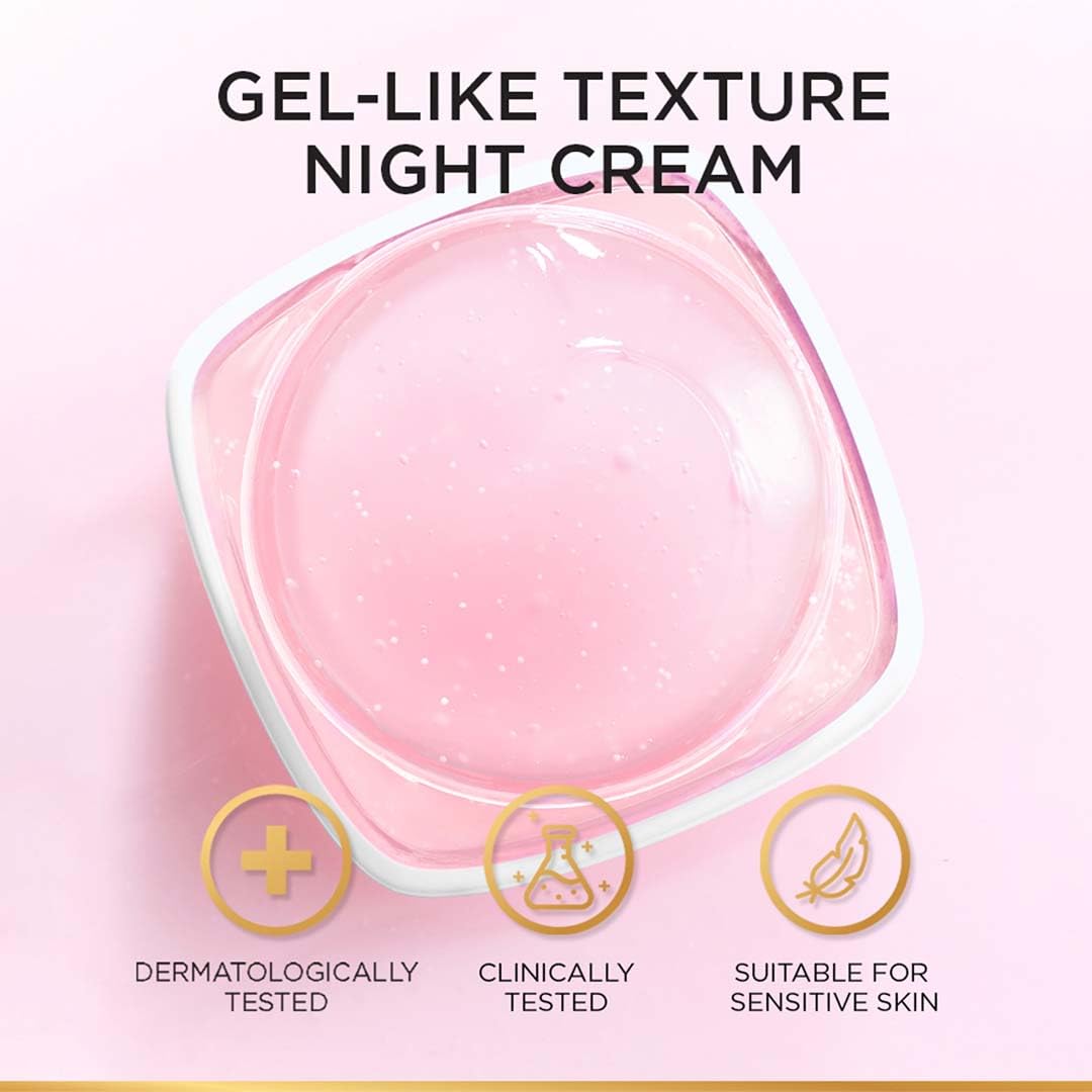 L'Oreal Paris Glycolic Bright Glowing Night Cream, Overnight Brightening Cream, Glycolic Acid in Gel-Like Cream Texture, that Visbily Minimizes Spots & Reveals Glowing skin, 15ml