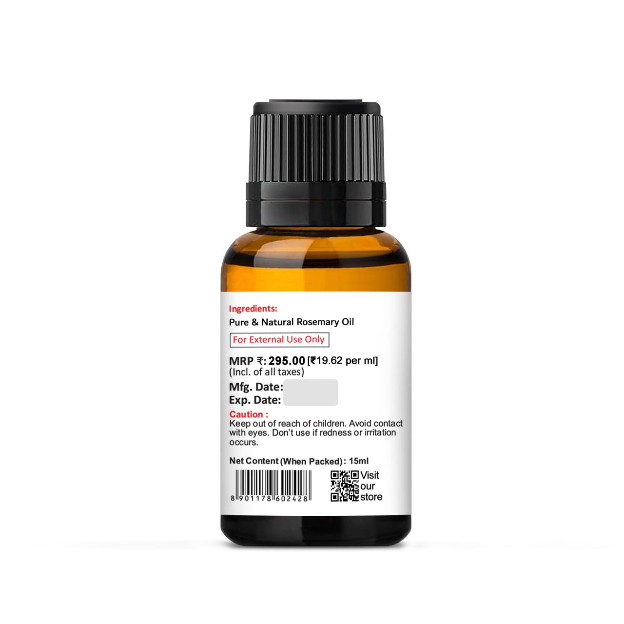 KAZIMA Combo of Rosemary Oil and Peppermint Oil - 100% Pure Essential Oil for Hair Growth, Skin Care, Aromatherapy, Muscles & Joints Pain, 15 ml each