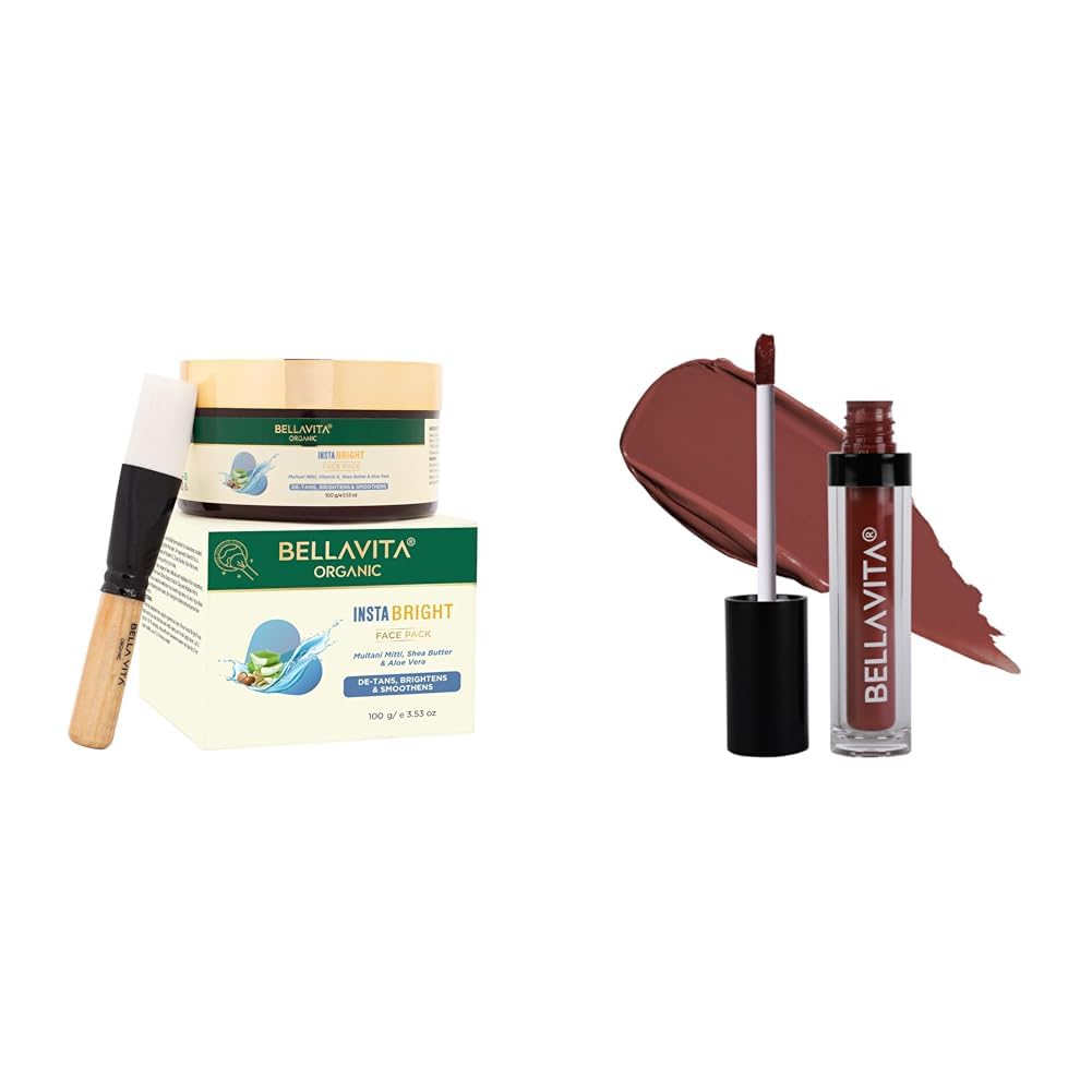 Bella Vita Organic INSTABRIGHT Face Pack for DeTan Glowing Skin Kiss-Proof 4.5 ml 18-hr Stay Waterproof Intense Moisturisation Mocha Madness