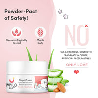 Mylo Baby Diaper Rash Cream 50gm | Prevents and Heals Rashes | With 15% Zinc Oxide | Care with Aloe Vera, Almond Oil & Vitamin E