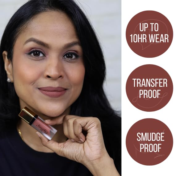 MyHues Comfort Matte Liquid Lipstick Warm Rust Brown (Sehar) - 5ml, Non-Drying Matte Finish | Transferproof Lipstick