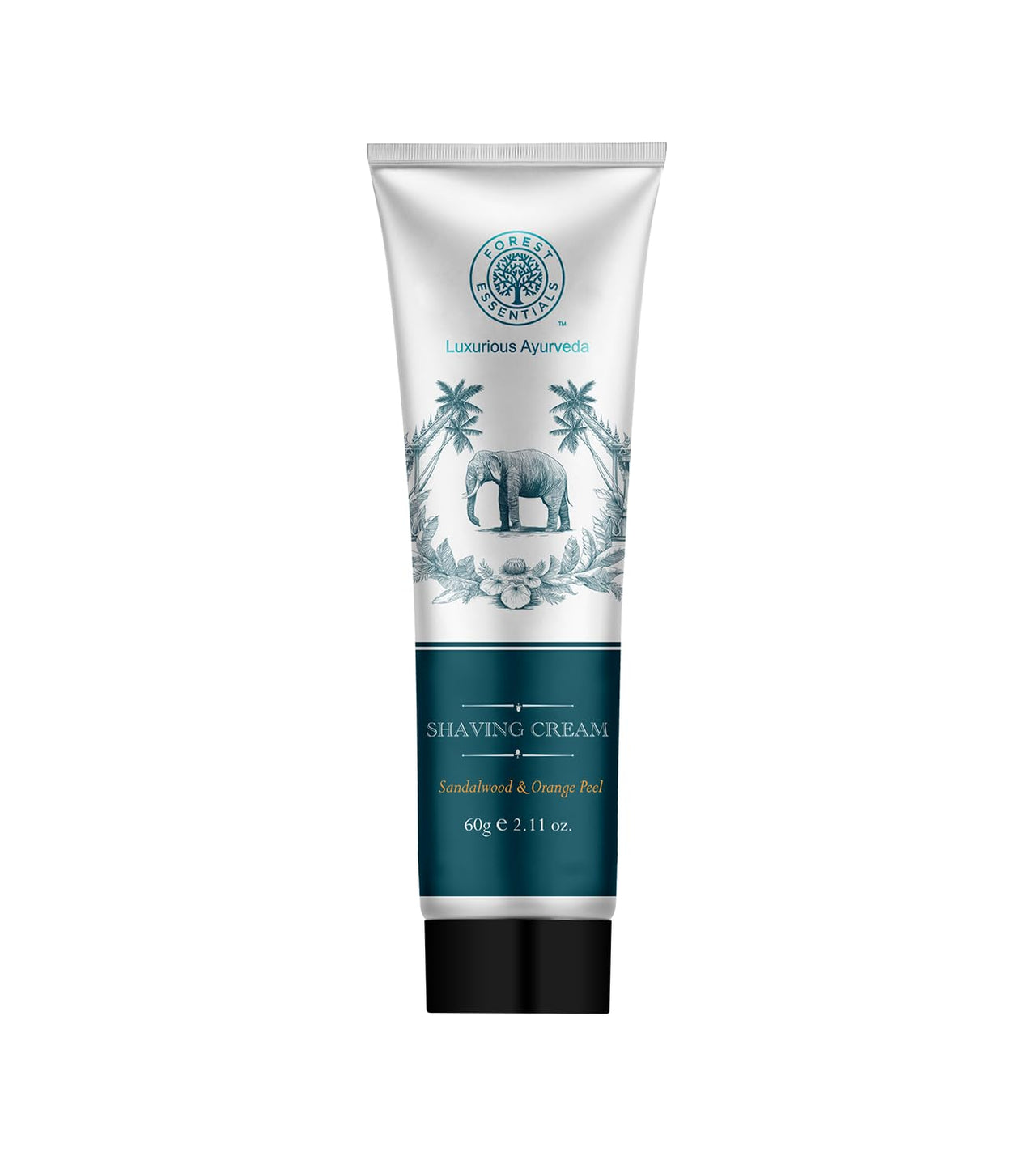 Forest Essentials Sandalwood & Orange Peel Shaving Cream for Men | Ayurvedic and Natural Shaving Cream For Smooth Razor Glide | 60 g