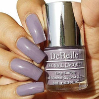 DeBelle Gel Nail Polish Viola Dew (Dark Lilac Nail Paint)|Non UV - Gel Finish |Chip Resistant | Seaweed Enriched Formula| Long Lasting|Cruelty and Toxic Free| 8ml