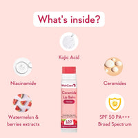 WishCare Tinted Lip Balm with SPF 50 PA+++ - Brightening Lip Balm for Dark Lips with Kojic Acid & Niacinamide- SPF lip balm for Women 5g