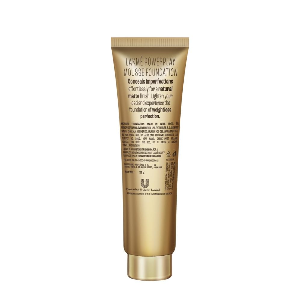 Lakmé 9To5 Powerplay Mousse Matte Liquid Light Coverage Foundation For All Skin Mini,01 Rose Ivory,6g , 1 Count