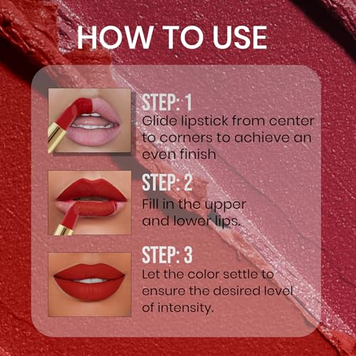 Beauty Berry Bold Babe Non-Transfer Matte Lipstick | Highly Pigmented, Lightweight, Smudge Proof & Waterproof Lipstick | Single Swipe Application, Long Lasting Lipstick for Women (Royal Rust Mehroon)