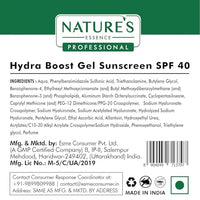 Nature's Essence Professional Hydra Boost Gel Sunscreen SPF 40 PA+++ Infused with Vitamin C & 4D Hyaluronic Acid for Oily & Acne Prone Skin, hydrating UV A, UV B & Blue Light Protection 80gm.