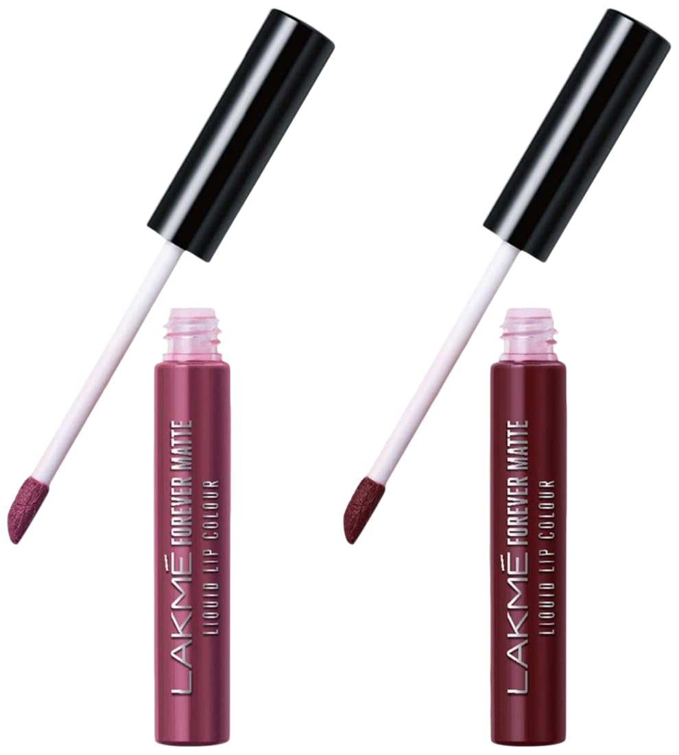 Lakmé Forever Matte Liquid Lip Colour, Wine Touch, 5.6 ml And Forever Matte Liquid Lip Colour, Mauve Ecstasy, 5.6 ml