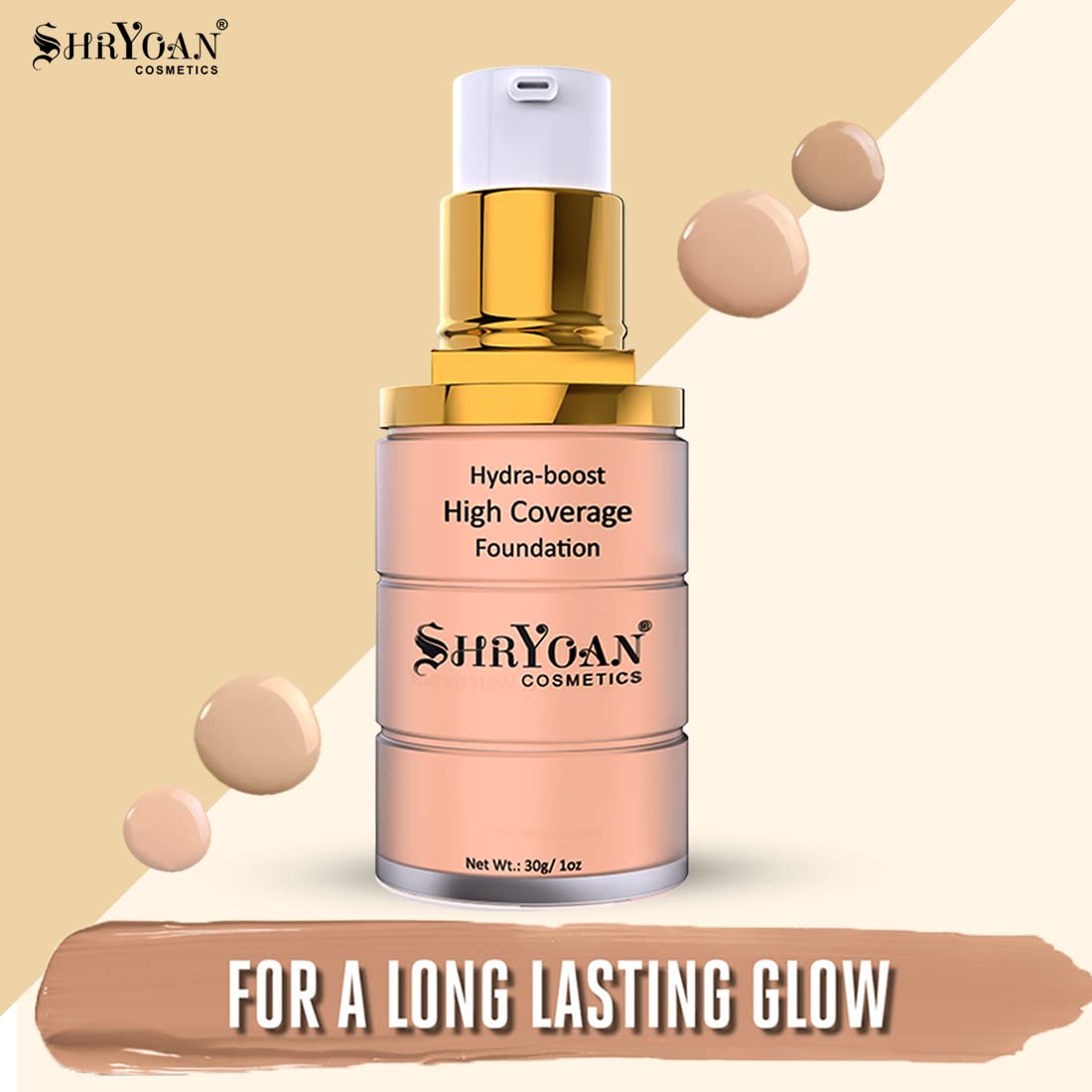 Shryoan Hydra-boost High Coverage Foundation| For Long Lasting Glow & Matte Finish with Full Coverage Foundation (30gm) (Shade 02)