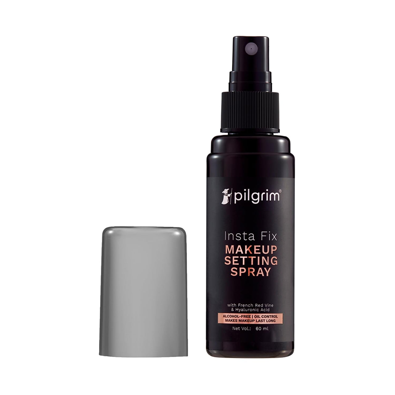 Pilgrim Insta Fix Makeup Setting Spray 60ml | With Hyaluronic Acid & French Red Vine | Setting spray for makeup | Long Lasting | Makeup Fixer | Natural Finish | Oil control Formula & Shine free look.
