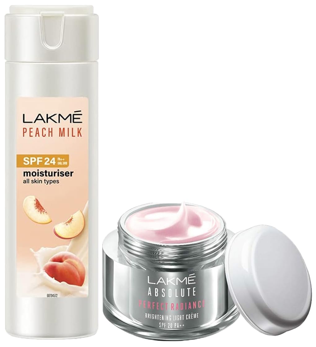 Lakmé Peach Milk Lotion Moisturizer Spf 24 Pa++, 200Ml & Lakmé Absolute Perfect Radiance Skin Lightening Light Creme All Skin, 50G