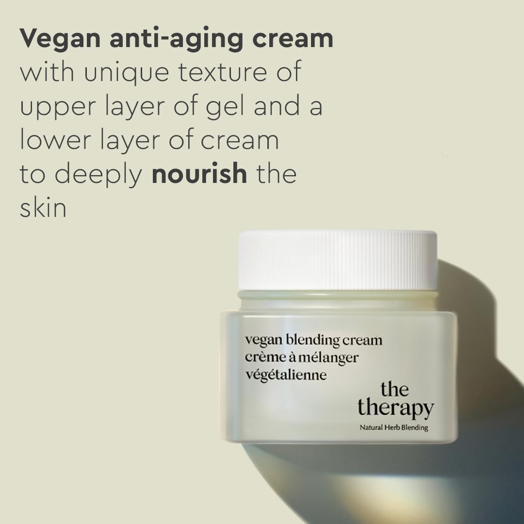 The Face Shop The Therapy Vegan Blending Cream | Organic Vegan Anti-aging Face Moisturizer | Elasticity Improvement,Skin-Friendly,2-in-1 Gel & Cream | Eco-Friendly,Refillable,K-Beauty