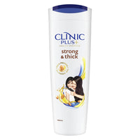 Clinic Plus Strength & Shine With Egg Protein Shampoo, 355 ml & Clinic Plus Strong & Extra Thick Shampoo With Milk Protein And Almond Oil For Hair Strengthening & Volume, 355ml