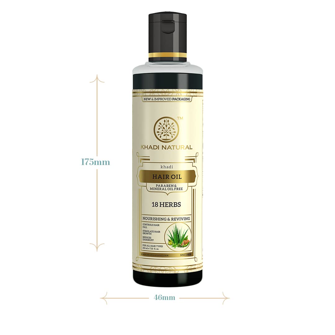 Khadi Natural Ayurvedic 18 Herbs Hair Oil | Repairs Dry Scalp | Boosts Hair Health | Promotes Healthy Hair | Paraben & Mineral Oil Free | Natural Care for All Hair Types| 210 ml