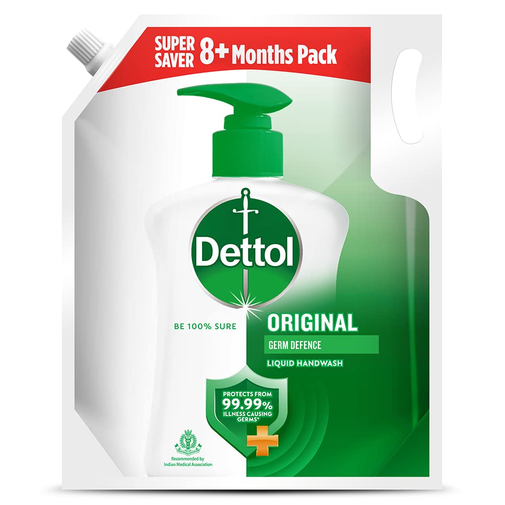 Dettol Antiseptic Disinfectant liquid for First aid, Surface Cleaning and Personal Hygiene & Liquid Handwash Refill - Original Germ Protection Hand Wash- 1500ml | Antibacterial Formula