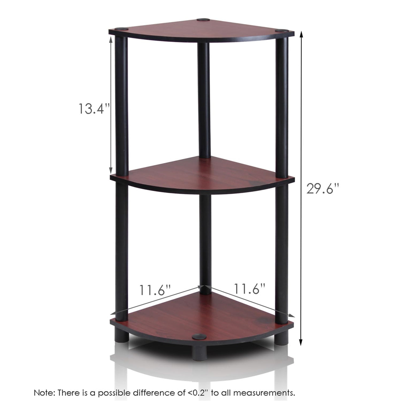 Furinno Turn-N-Tube 4-Tier Corner Display Rack Multipurpose Shelving Unit, Dark Brown Grain/Black 4-Tier Round Tube