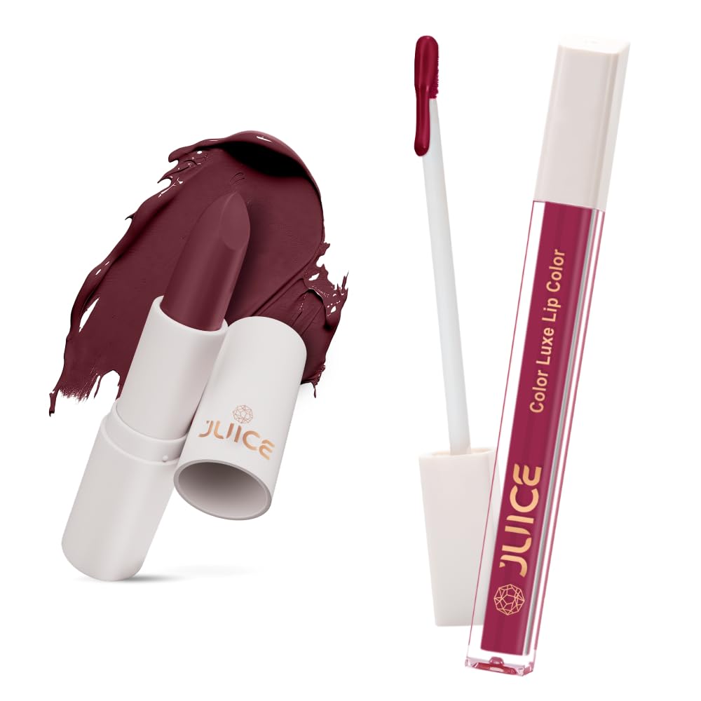 Juice Maroon Magnet - M13 Kiss Sensation Lipstick & Plum Tart - M14 Color Luxe Liquid Lipstick with Goodness of Bio Retinol, & SPF 15 UV Protection