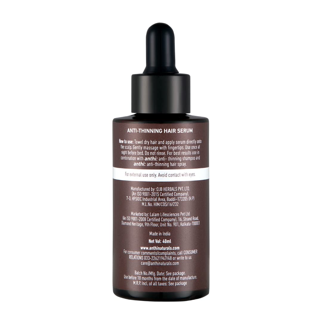 Anthi: Anti-Thinning Hair Serum, Thickening and Growth Stimulating Treatment, Plant-Origins Intensive Serum, 40 Ml, 120 Grams