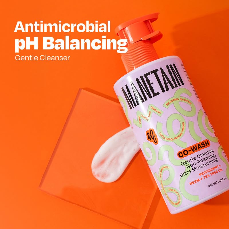 Manetain Co-Wash for Curly Hair - 200ml | 2 in 1 Shampoo & Conditioner | Non-foaming | Sulphate and Paraben Free | CG Friendly | Suitable for Dry and Frizzy Hair