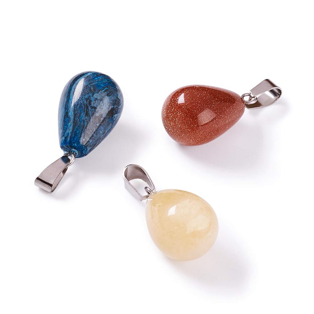 FASHEWELRY 50Pcs Water Drop Stone Pendants Teardrop Healing Crystal Quartz Chakra Gemstone Rock Charms Random Mixed for Necklace Jewelry Making Hole: 2x7mm 1-Mixed Color-Teardrop-Random*